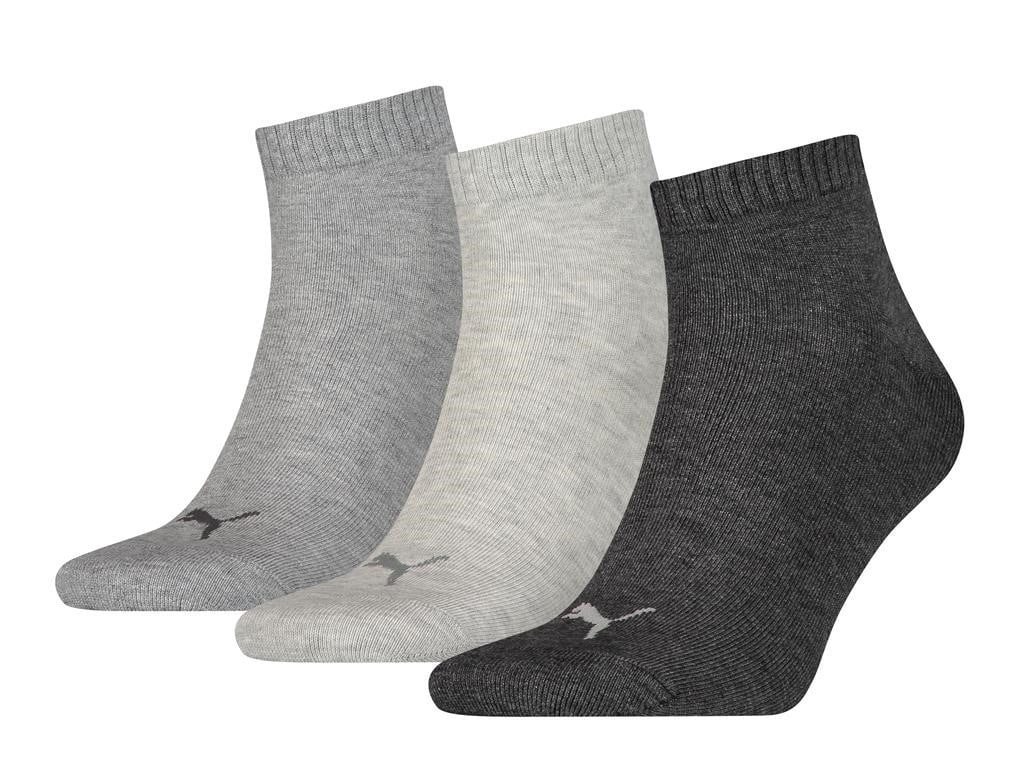 PUMA UNISEX QUARTER PLAIN 3P antraciet | sokken online