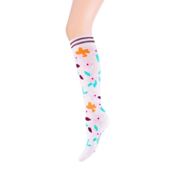Kinder-Kniestrümpfe aus Baumwolle mit Blumenmuster