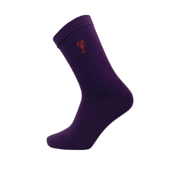 Unisex Socken mit Hummer-Stickerei lila