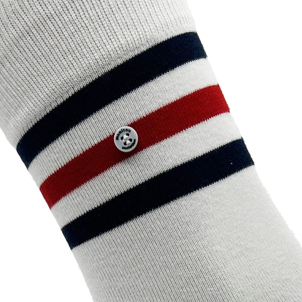 Unisex Socken mit Streifen weiß, rot & blau – Bild 2