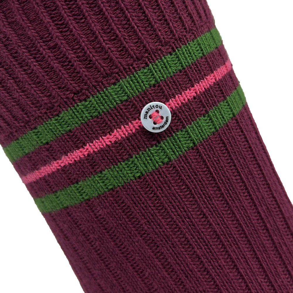 Unisex Ripp-Streifensocken bordeauxrot – Bild 2