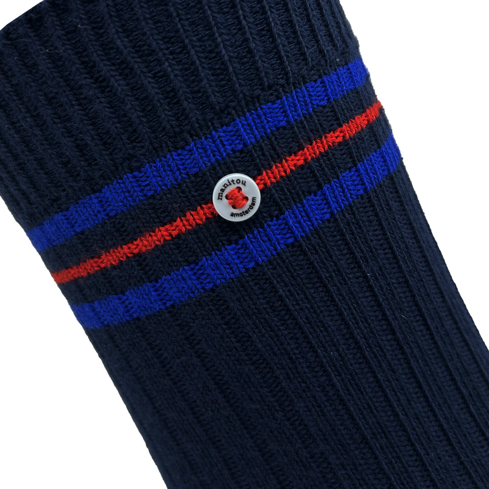 Unisex Ripp-Streifensocken dunkelblau – Bild 2