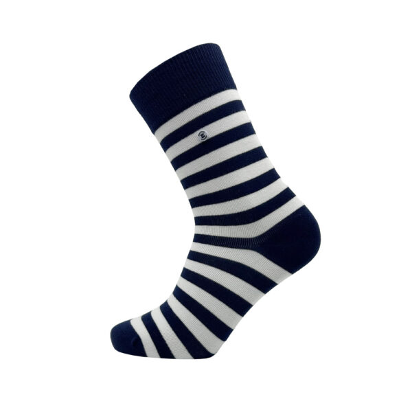 Unisex gestreifte Socken marineblau & weiß
