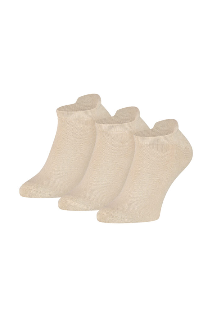 Sneakersokken van katoen met badstofzool-beige